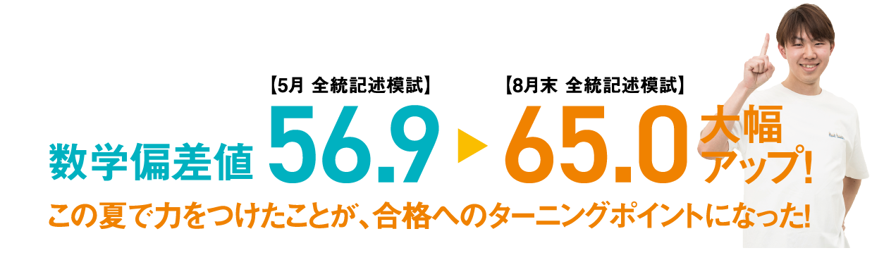 数学偏差値56.9→65.0大幅アップ！この夏で力をつけたことが、合格へのターニングポイントになった！